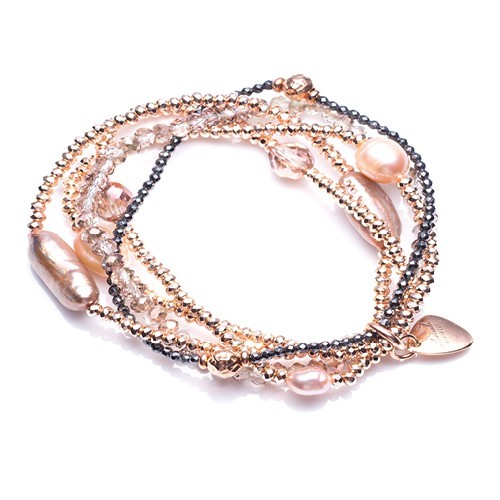 Bracciale multifilo perle rosa