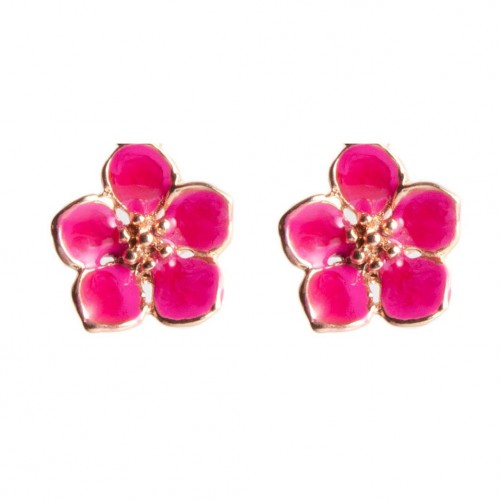 orecchini a lobo fiore fucsia